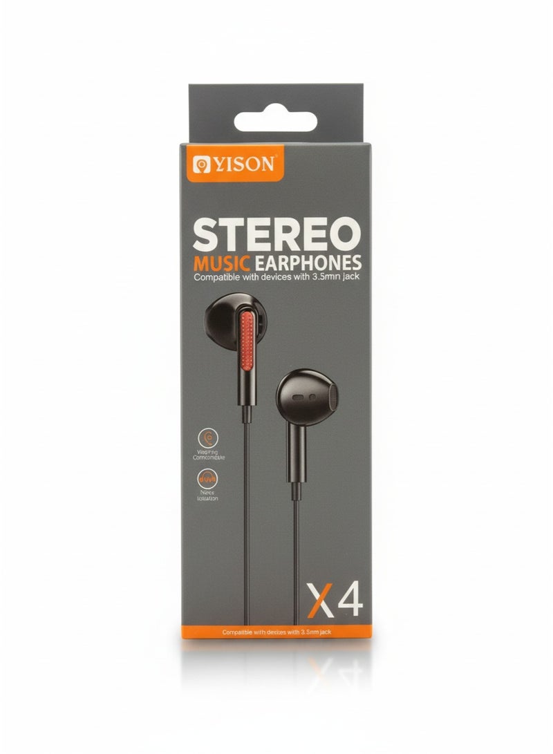 YISON X4 Stereo Music Earphones with Microphone, 3.5 mm Jack